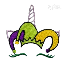 Mardi Gras Unicorn Face Jester Joker Embroidery Designs | Apex