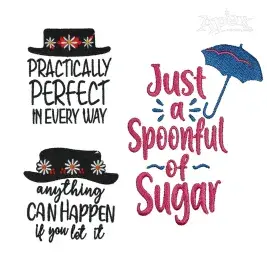 Mary Poppins Movie Saying Quote Pack Machine Embroidery Design by Apex