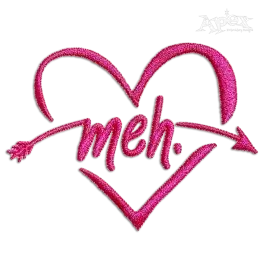 Meh Inside Heart Anti-Valentine Machine Embroidery Design | Apex Digitizing