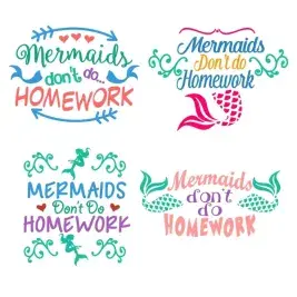 Mermaid Homework SVG Cuttable Designs