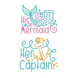 His Mermaid Her Captain SVG Cuttable Design