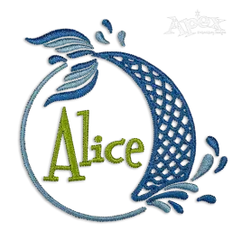 Mermaid Tail Circle Frame Machine Embroidery Design by Apex