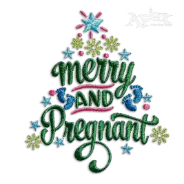 Merry and Pregnant Christmas Tree Newborn Baby Machine Embroidery Design