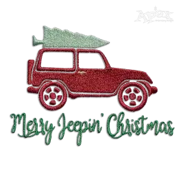 Merry Jeepin' Christmas Tree Jeep Machine Embroidery Designs