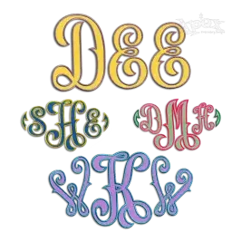 Mia Monogram Bold Applique Machine Embroidery Font by Apex All