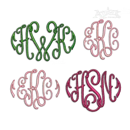 Mia Outline 2-Color Monogram Embroidery Font All
