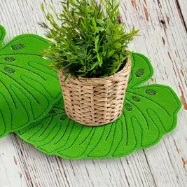Palm Tree Drink Coaster Sketch Embroidery Font