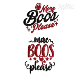 More Boos Wine Halloween Please Embroidery Design by Apex