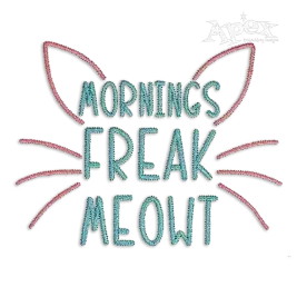 Mornings Freak Meowt Cat Machine Embroidery Designs