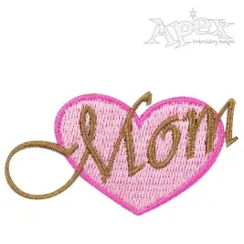 Mothers Day Heart Embroidery Design