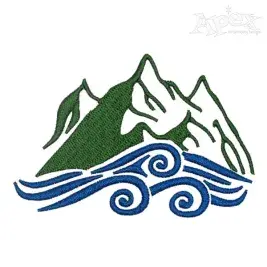 Mountain River Embroidery Design