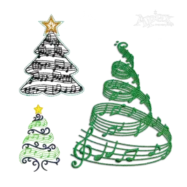 Music Christmas Tree Machine Embroidery Design All