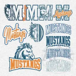 Mustangs School Mascot Sports Bundle Vector PNG Design
