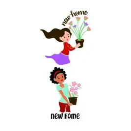 Girl with New Home Flowers SVG Cuttable Design