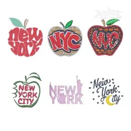 New York Big Apple City NYC Machine Embroidery Designs by Apex All
