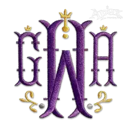 Nola LSU Purple Lettering Crown Monogram Machine Embroidery Font