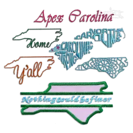 North Carolina State NC Map Machine Embroidery Designs by Apex Digitized