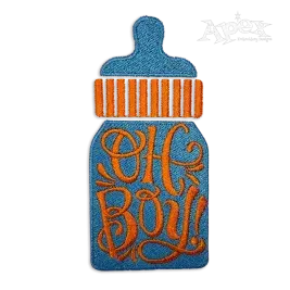Oh Boy Baby Milk Bottle Machine Embroidery Design