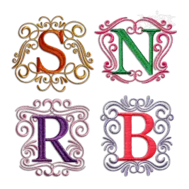 Ornate Frame Machine Embroidery Font by Apex All