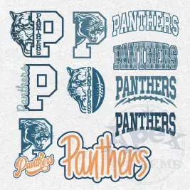 Panthers Mascot School Sports Spirit Bundle Vector PNG