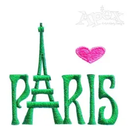 Paris Love Embroidery Design