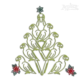 Parrots Bird Christmas Tree Embroidery Designs