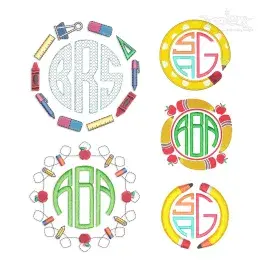 Back to School Monogram Frame #2 Machine Embroidery Design by Apex All