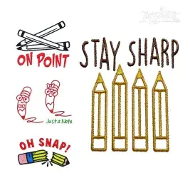 Pencils Word Art Saying Pack Machine Embroidery Designs Apex All