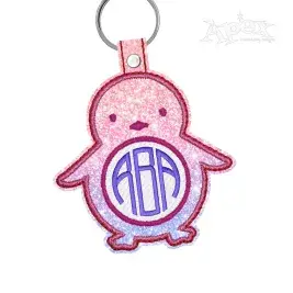 Penguin Monogram Frame Feltie & Key Fob ITH Embroidery Design
