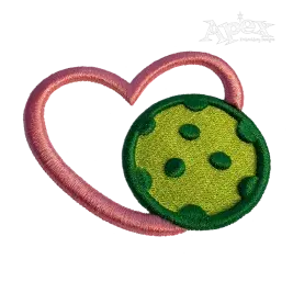 Pickleball with Heart 3D Puff Embroidery Design