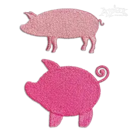 Farm Animal Pig Silhouette Machine Embroidery Designs.