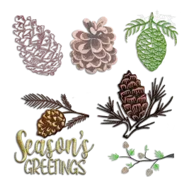 Pine Cone Nut Branch Machine Embroidery Designs by Apex All
