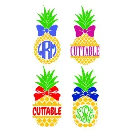 Pineapple Bow Tie Monogram SVG Cuttable Frame