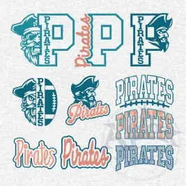 Pirates School Spirit Mascot Sports Bundle Vector PNG Design