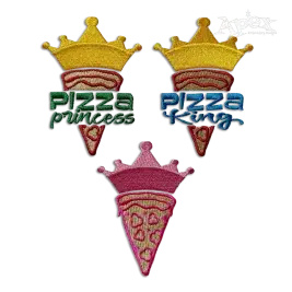 Pizza King Princess Machine Embroidery Design