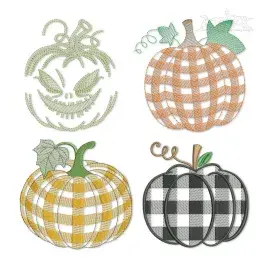 Pumpkin Plaid Halloween Machine Embroidery Design by Apex