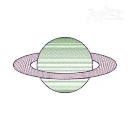 Planet with Circle Ring Embroidery Design