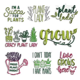 Plant Plants Garden Sayings Pack Machine Embroidery by Apex All b