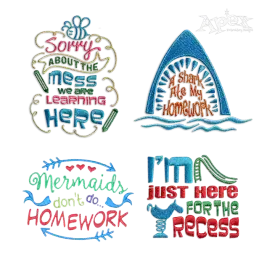 Playful Witty Back to School Sayings Embroidery Design - Apex