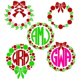 Polka Dot Christmas Wreath Svg Cuttable Frames