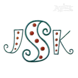 Polka Dot Curlz Machine Embroidery Font by Apex Designs