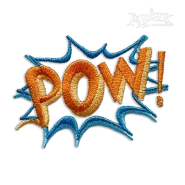 Pow Superhero CartoonComic Word Embroidery Design
