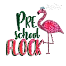Preschool Flock Flamingo Machine Embroidery Design - Apex