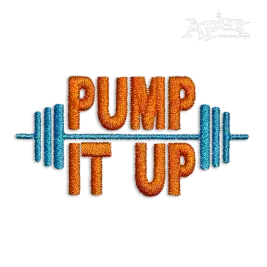 Pump It Up Weightlifting Gym Weight Embroidery Design