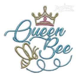 Queen Bee with Crown Machine Embroidery Design by Apex