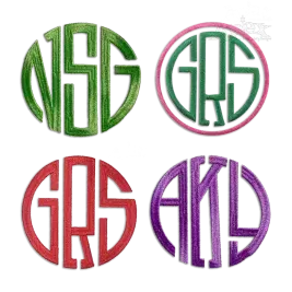 Raleigh Round Circle Monogram Machine Embroidery Fonts by Apex All