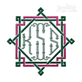 Rattan Pattern Monogram Frame Machine Embroidery Designs
