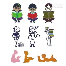 Reader Reading Books People Kid Children Student Read Book Machine Embroidery All