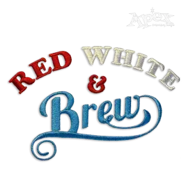 Red White Brew Beer 4th of July Machine Embroidery Design by Apex