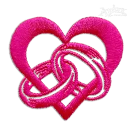 Wedding Rings in Heart Shaped Machine Embroidery Design Digitized 